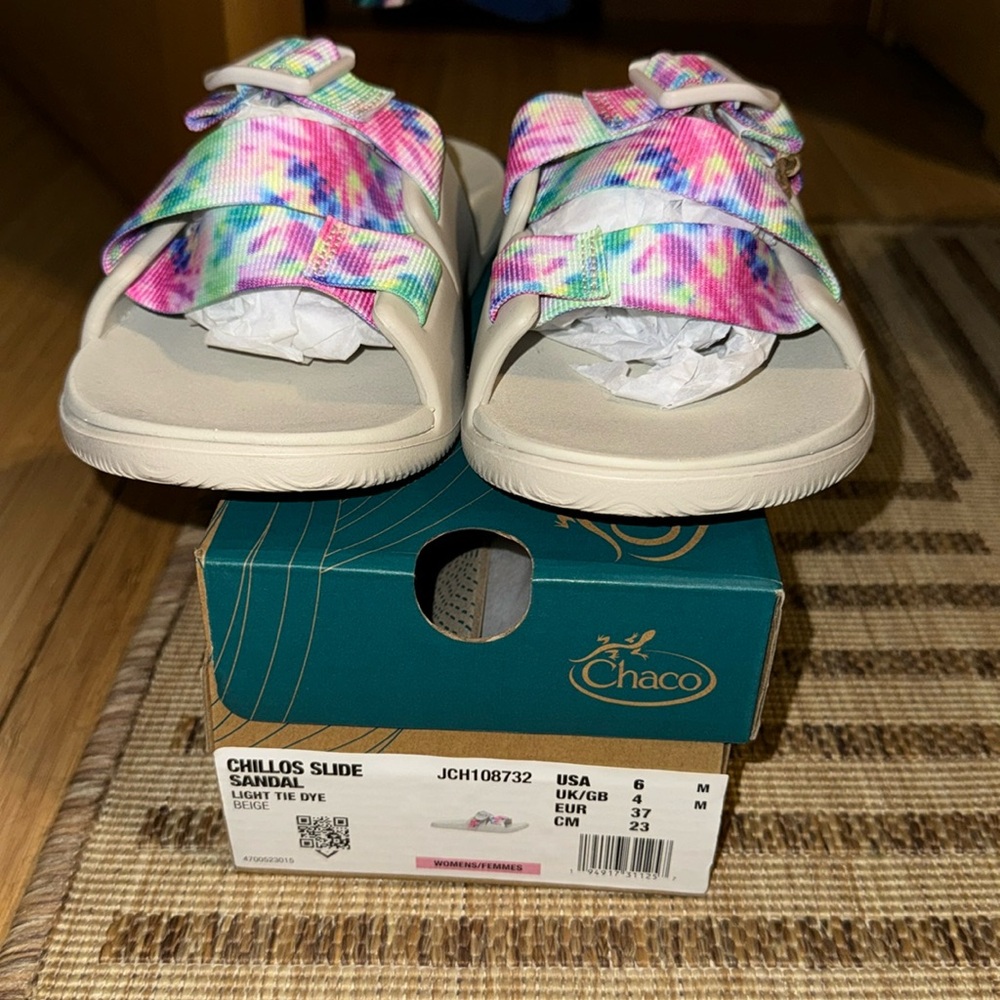 Chaco Chillos Rainbow Light Tie Dye Comfort Sandals Slip On Womens Size 6